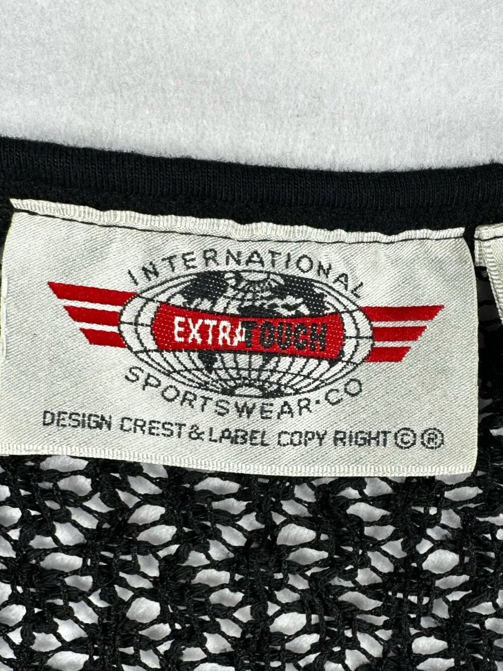 International Sportswear 2XL Black Open Knit Crochet Sweater Large Grunge Punk - Picture 3 of 15